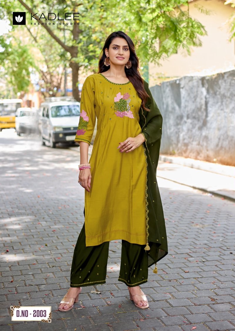 Rajvee By Kadlee Roman Silk Kurti With Bottom Dupatta 